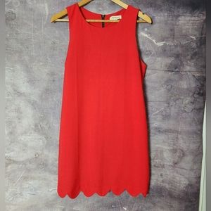 Monteau Red Scalloped Dress Size Large